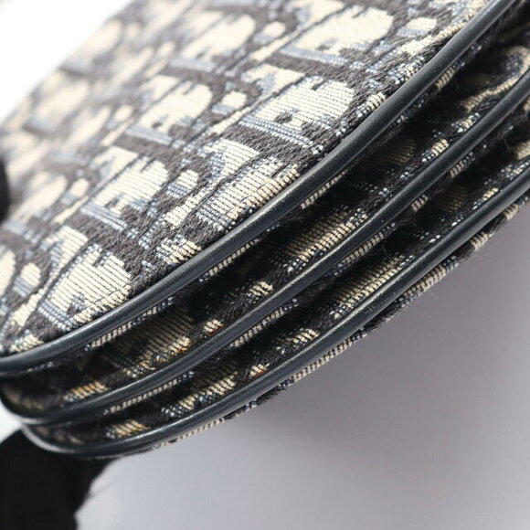 Dior Saddle Oblique Shoulder Bag Leather Gray Navy Blue - Picture 5 of 9